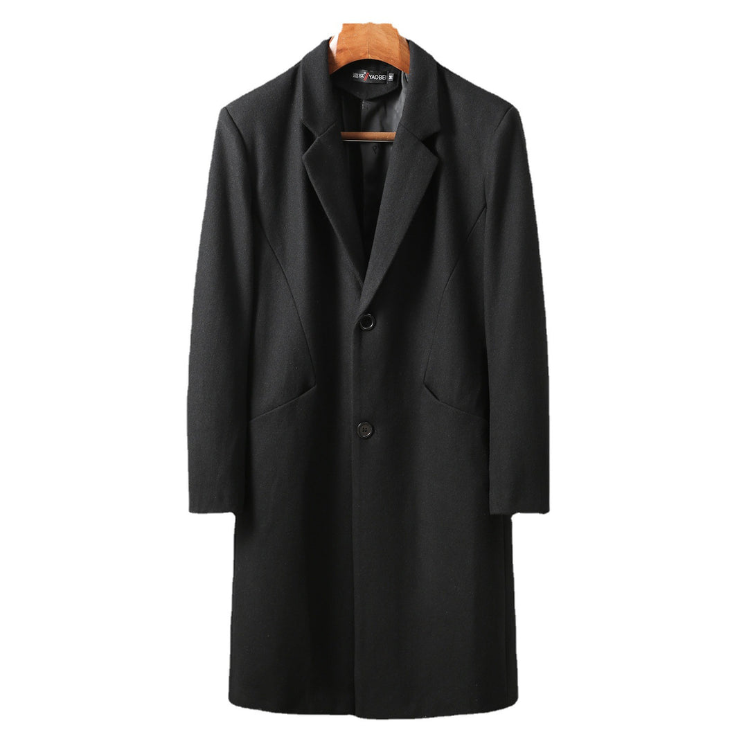 Herren Zeitloser langer Wollmantel mit schmalem Revers und Zweiknopf‑Verschluss Shop Nory