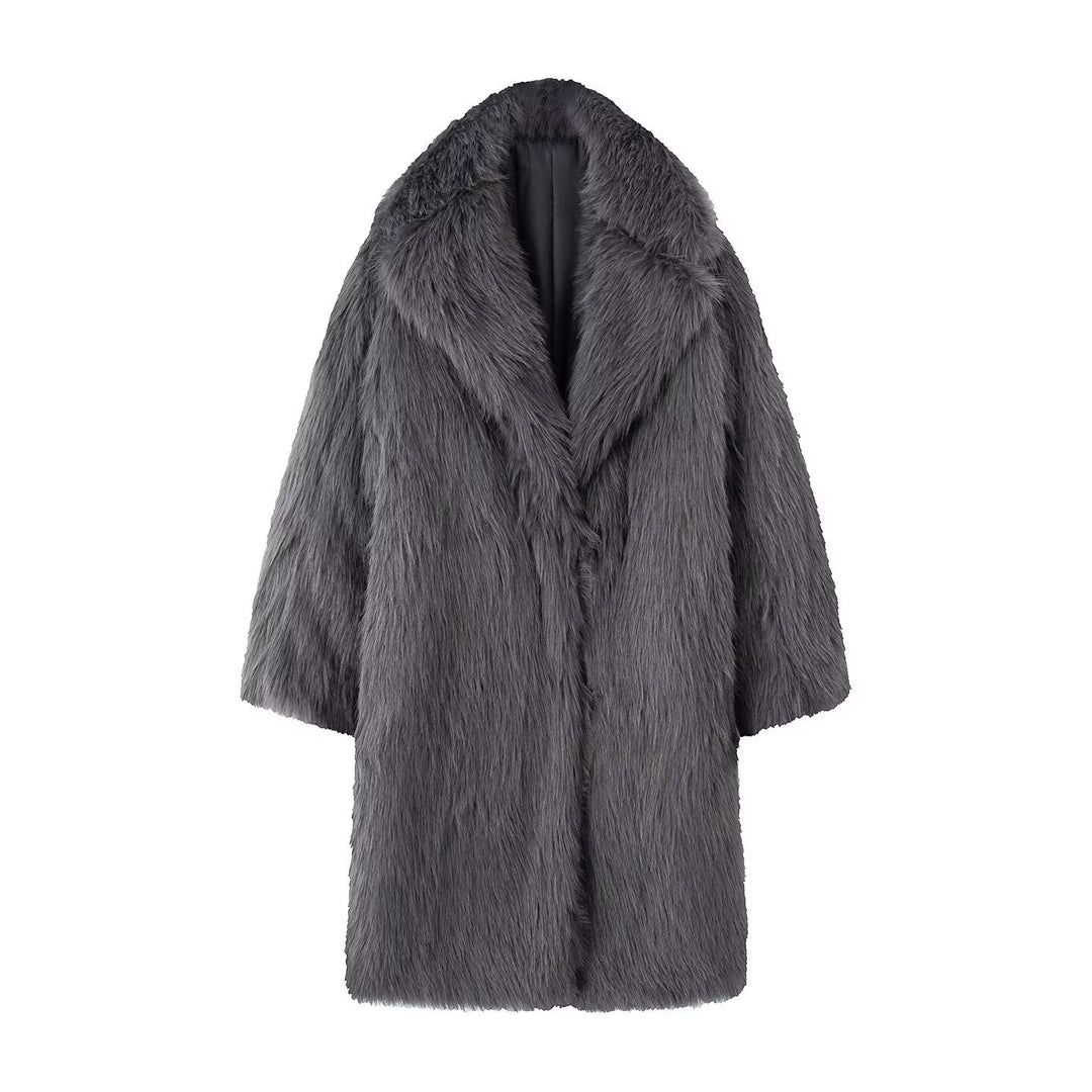 Damen Langer Oversize Kunstfellmantel mit voluminösem Schalkragen Shop Nory