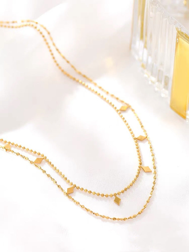 Damen gestapeltes Ketten Halsband mit geometrischen Anhängern Shop Nory