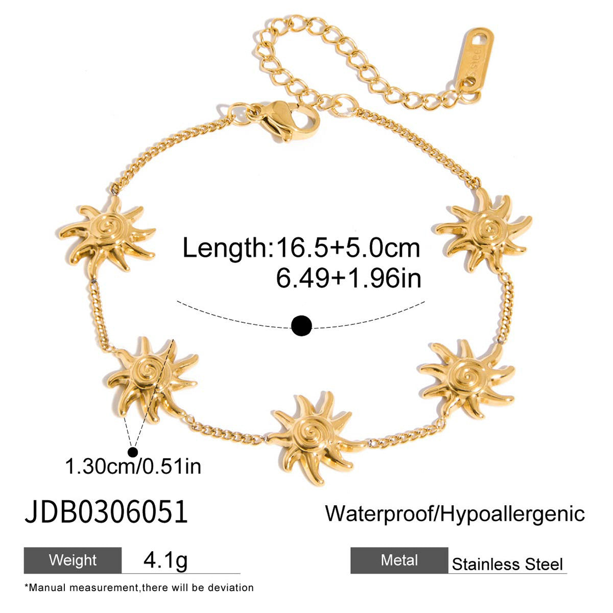 Damen Fußkettchen mit Sonnenmotiv aus hypoallergenem Edelstahl Shop Nory