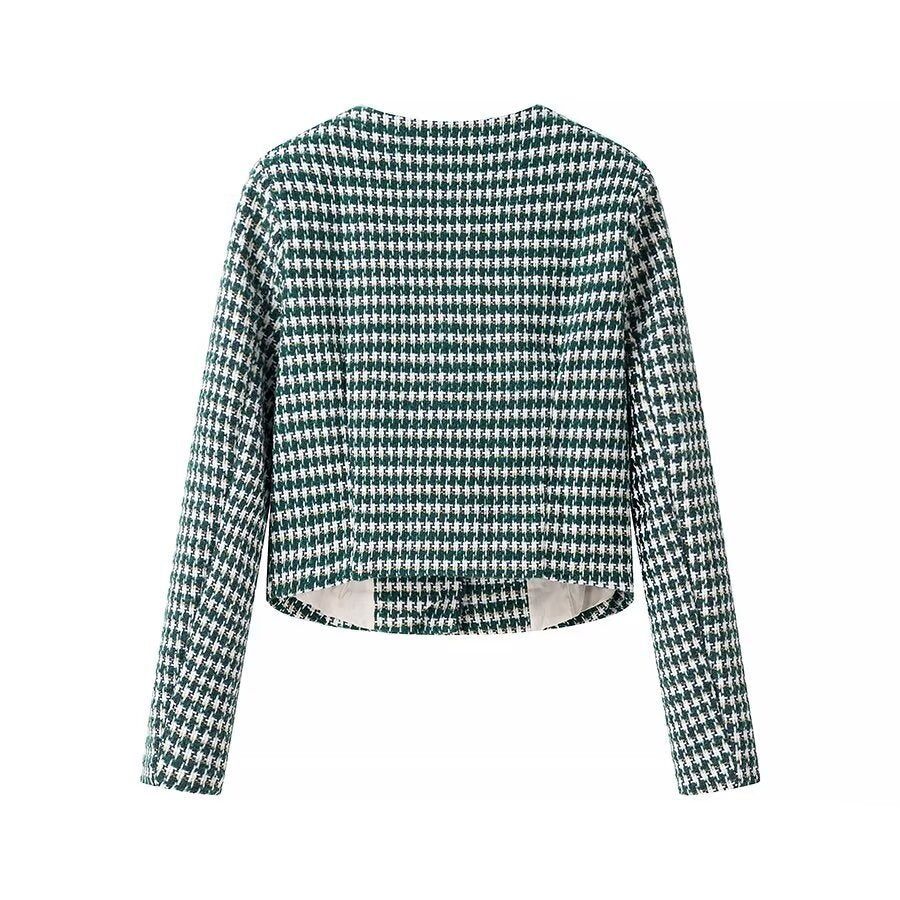 Damen Taillierter Bouclé-Kurzblazer mit Hahnentrittstruktur und dekorativen Zierknöpfen Shop Nory