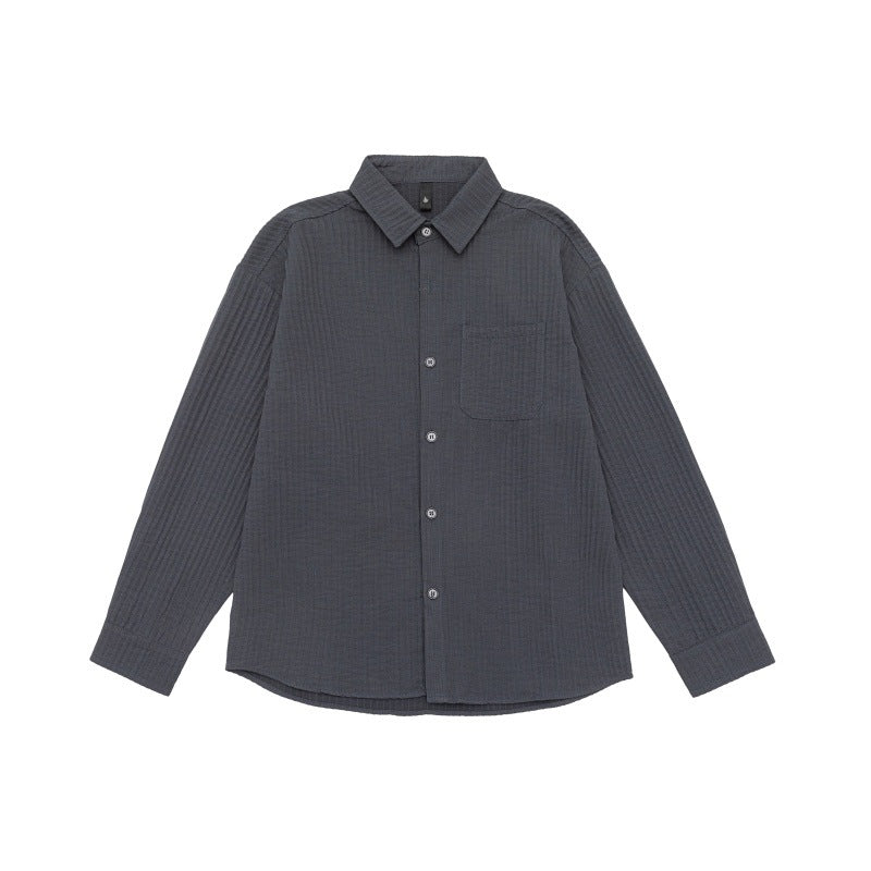 Unisex Texturierte Oversize-Hemdjacke mit Waffelstruktur und Brusttasche Shop Nory