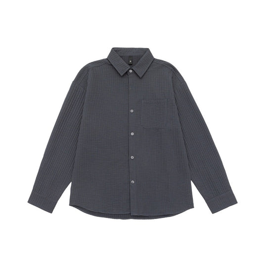 Unisex Texturierte Oversize-Hemdjacke mit Waffelstruktur und Brusttasche Shop Nory