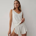 Damen Pyjama Set mit V-Ausschnitt und optionalem Bund