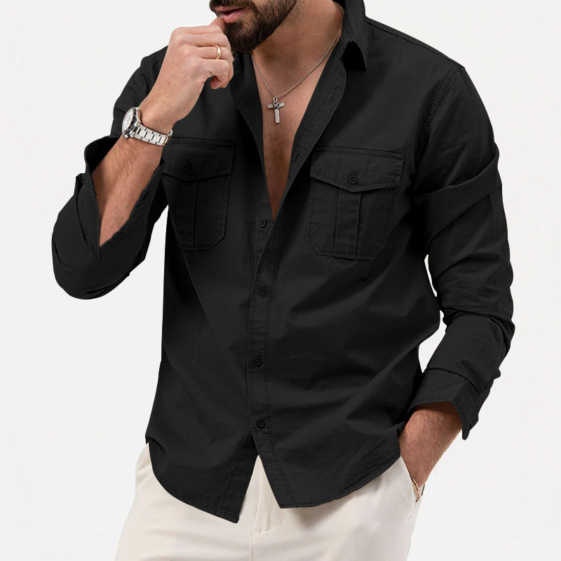 Herren Hemd mit Brusttaschen und Kentkragen, lässiger Regular-Fit aus Baumwollmix Shop Nory