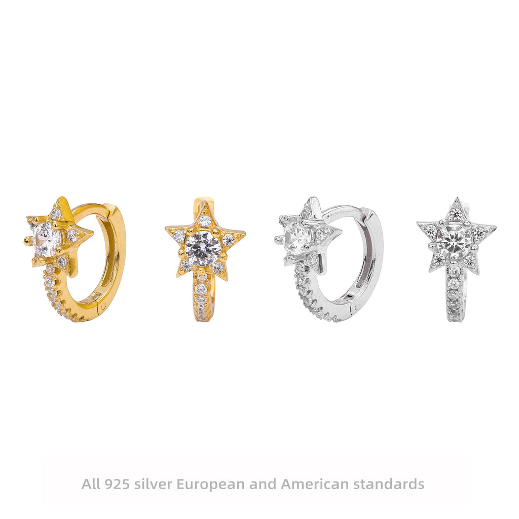 Damen Ohrhänger mit funkelndem Sternenmotiv aus 925 Sterling Silber Shop Nory