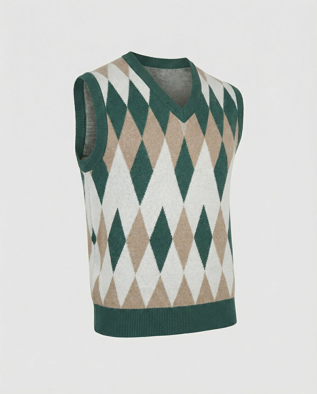 Herren ärmelloser Strickpullover im eleganten Diamantmuster