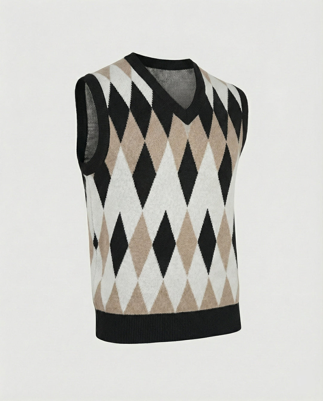 Herren ärmelloser Strickpullover im eleganten Diamantmuster