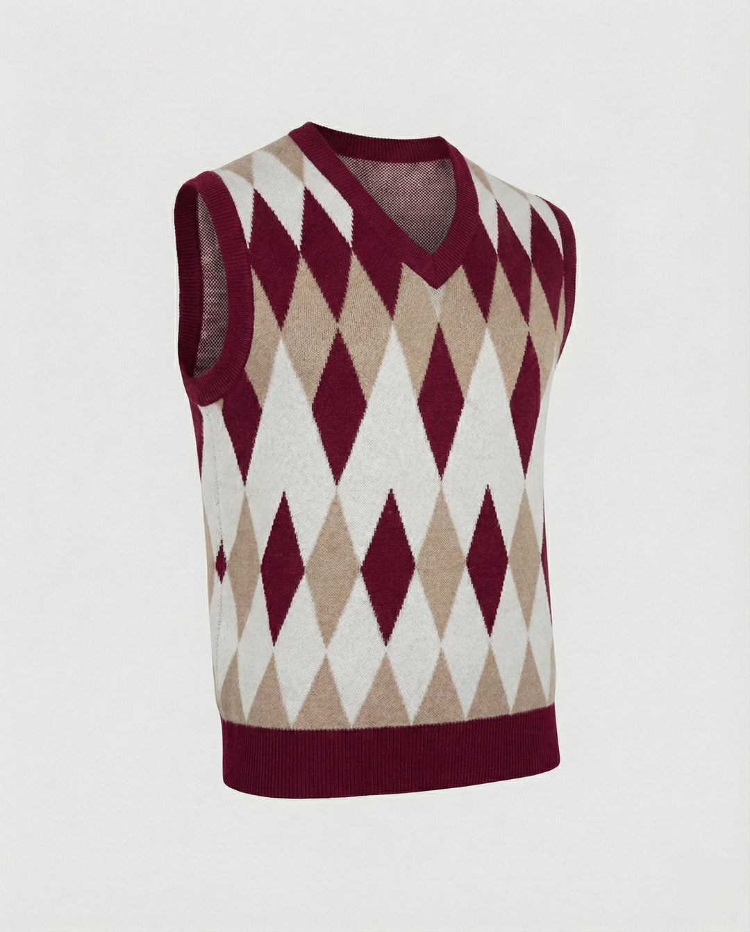 Herren ärmelloser Strickpullover im eleganten Diamantmuster