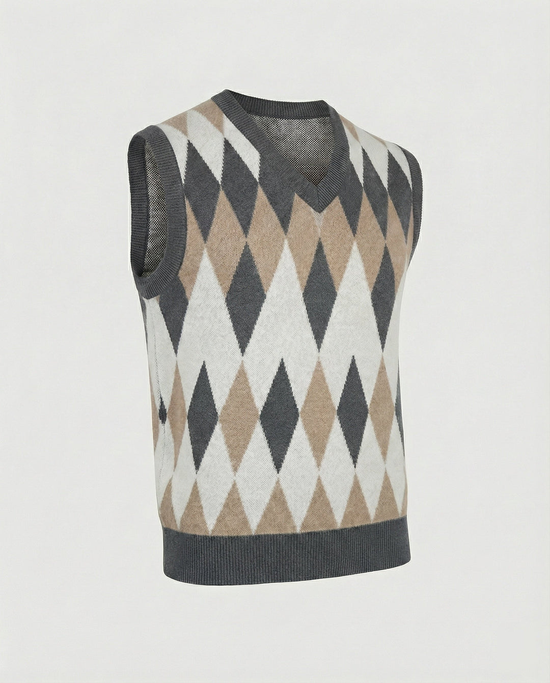 Herren ärmelloser Strickpullover im eleganten Diamantmuster