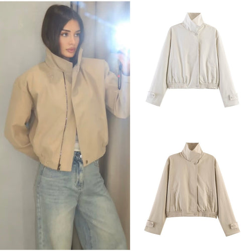 Damen Kurzblouson mit hohem Stehkragen, elastischem Bund und verdeckter Druckknopfleiste Shop Nory