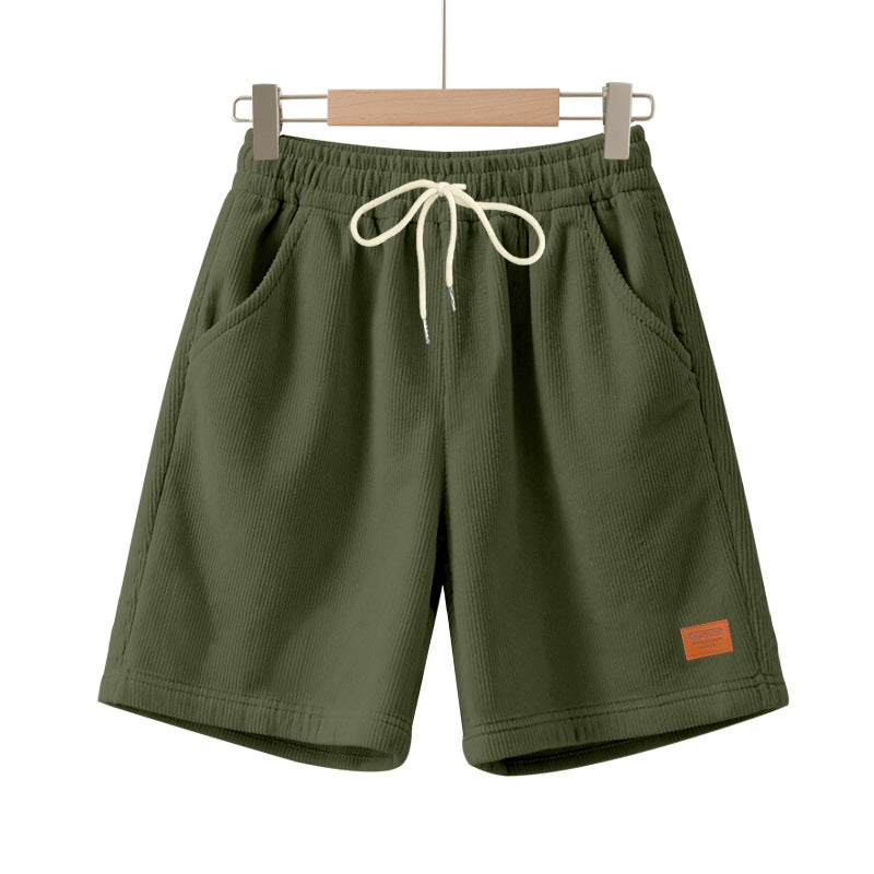 Herren nan lässige Bermudashorts aus feinstrukturiertem Baumwollmix mit elastischem Bund und Kordelzug