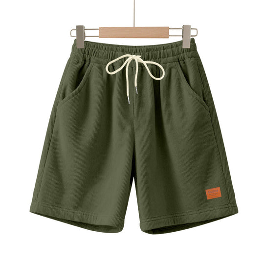Herren nan lässige Bermudashorts aus feinstrukturiertem Baumwollmix mit elastischem Bund und Kordelzug