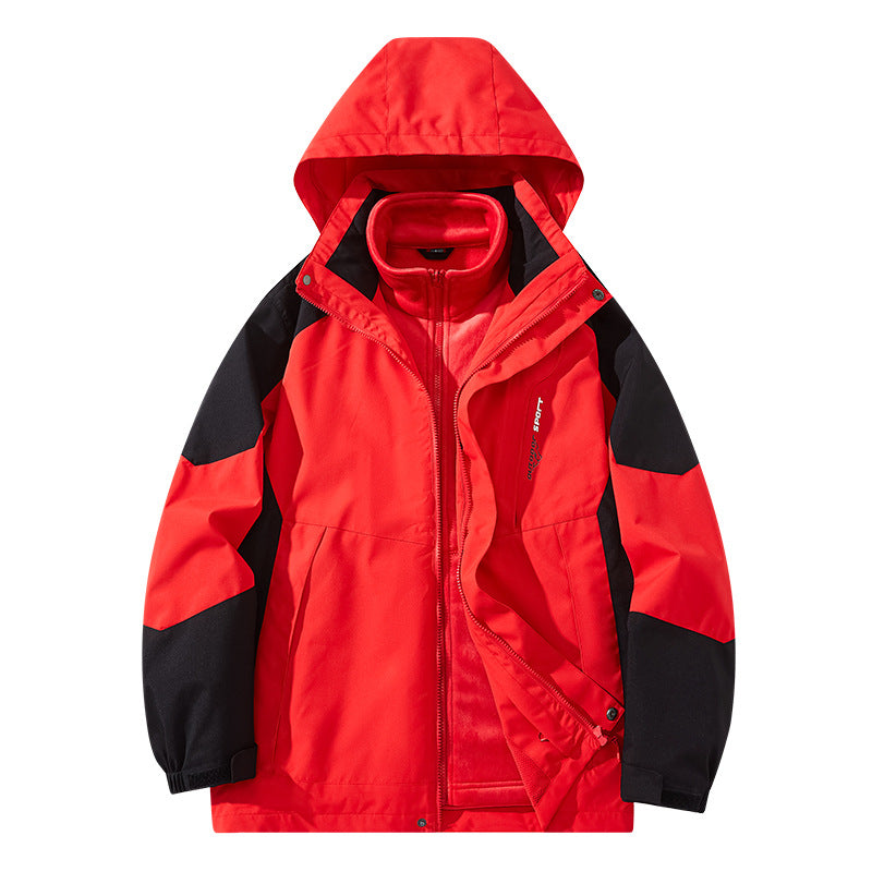 Herren Wasserabweisende zweilagige Trekkingjacke mit abnehmbarer Fleece-Innenjacke und Kapuze Shop Nory