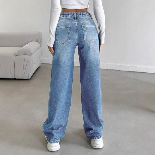Damen Weite Jeans mit lässigem Schnitt und hohem Bund