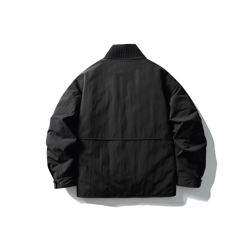 Herren Oversize wattierte Freizeitjacke mit Rippkragen und Druckknopfleiste Shop Nory