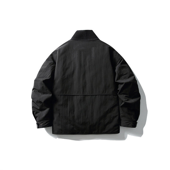 Herren Oversize wattierte Freizeitjacke mit Rippkragen und Druckknopfleiste Shop Nory