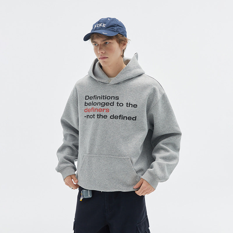 Unisex Oversize-Kapuzenpullover aus Baumwollmix mit Kängurutasche und Statement-Print Shop Nory