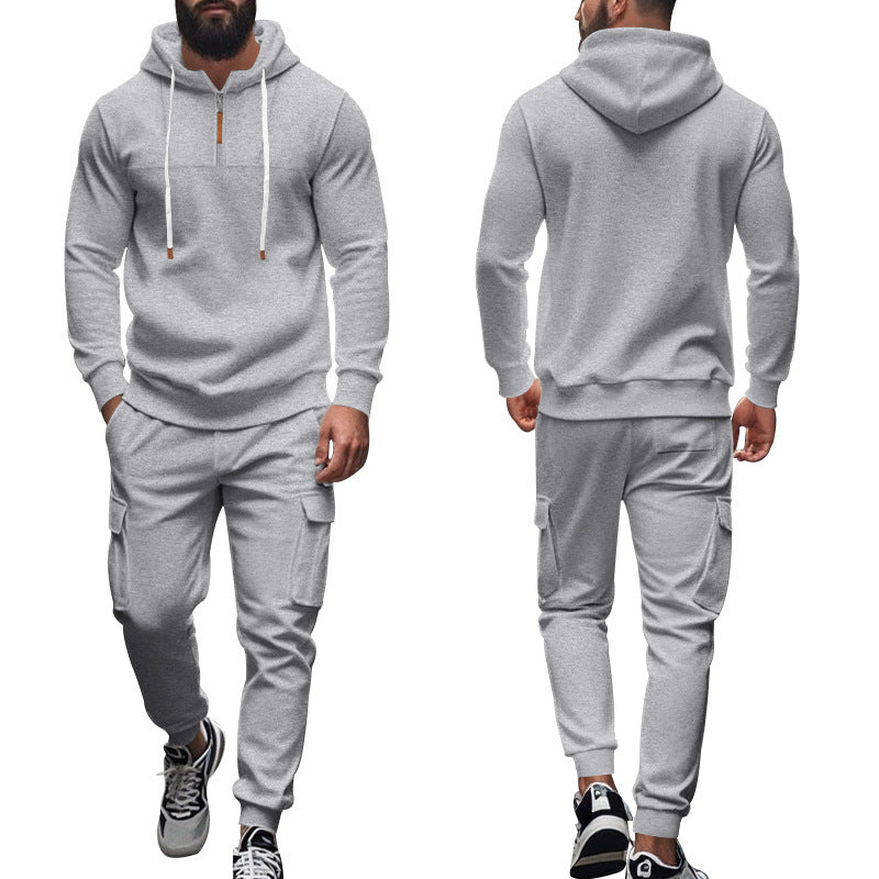 Herren nan Cargo-Joggingset mit Halbzip-Kapuzenpullover und Kordelbund-Cargohose Shop Nory