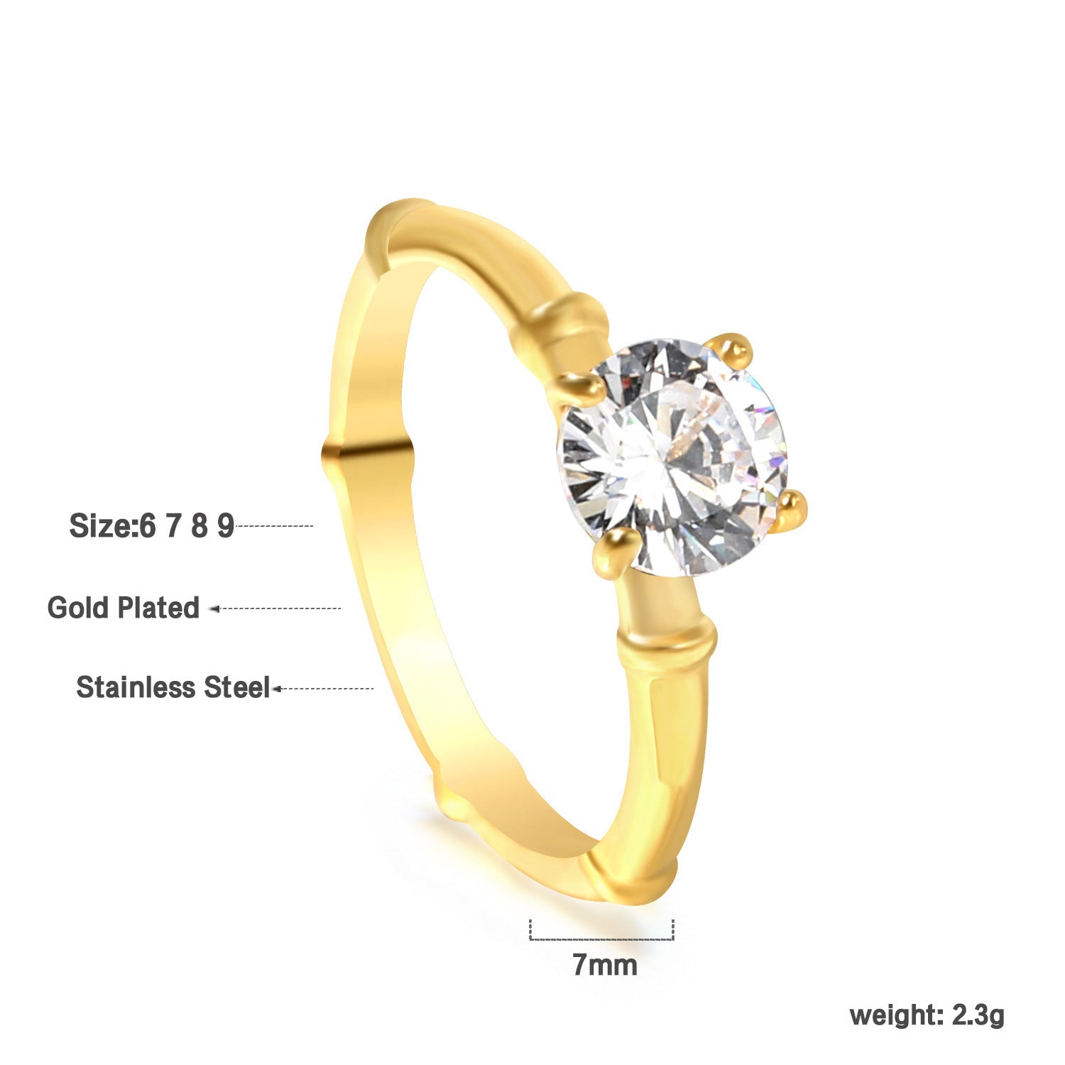 Damen Ring mit funkelndem Kristall und hochwertiger goldplattierter Oberfläche Shop Nory