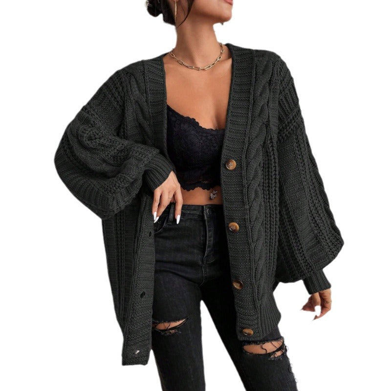 Damen Strickjacke mit oversized Passform und Zopfmuster