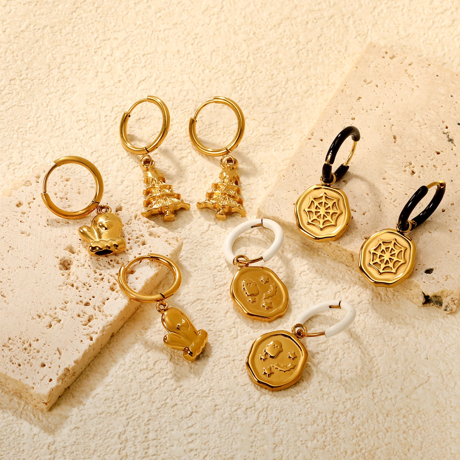 Damen Hängende Ohrringe mit kreativem Spinnennetzdesign und goldener Akzent Shop Nory