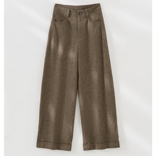 Damen Weite High-Waist-Jeanshose mit Bügelfalte und Umschlagsaum Shop Nory
