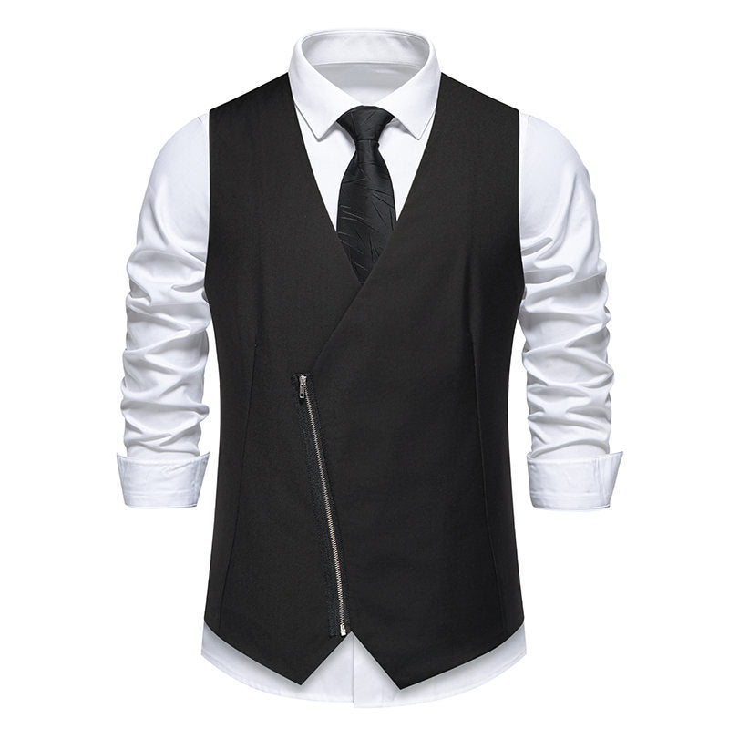 Herren Taillierte Weste mit asymmetrischem Reißverschluss und V-Ausschnitt Shop Nory