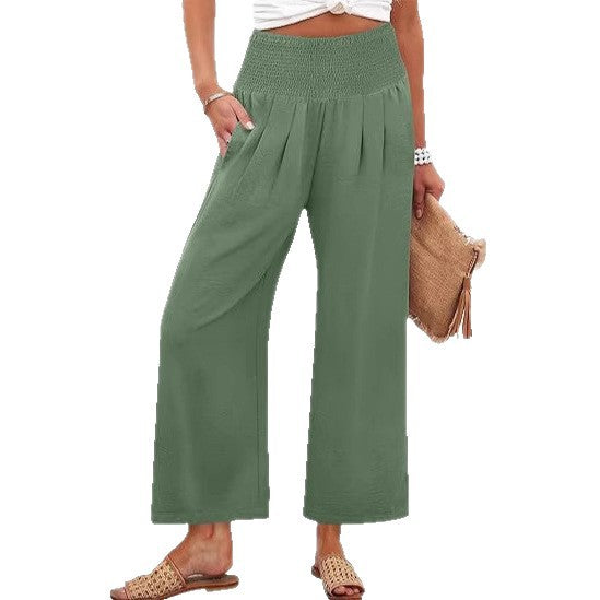 Damen Weite Culotte-Hose mit elastischem Bund und Falten