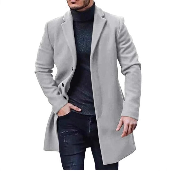 Herren nan midilanger Wollmix Mantel mit schlanker Silhouette und eleganter Knopfreihe Shop Nory