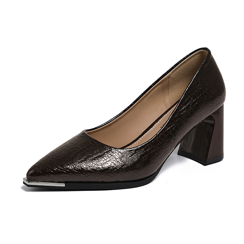 Damen Elegante spitze Pumps mit modischem Blockabsatz