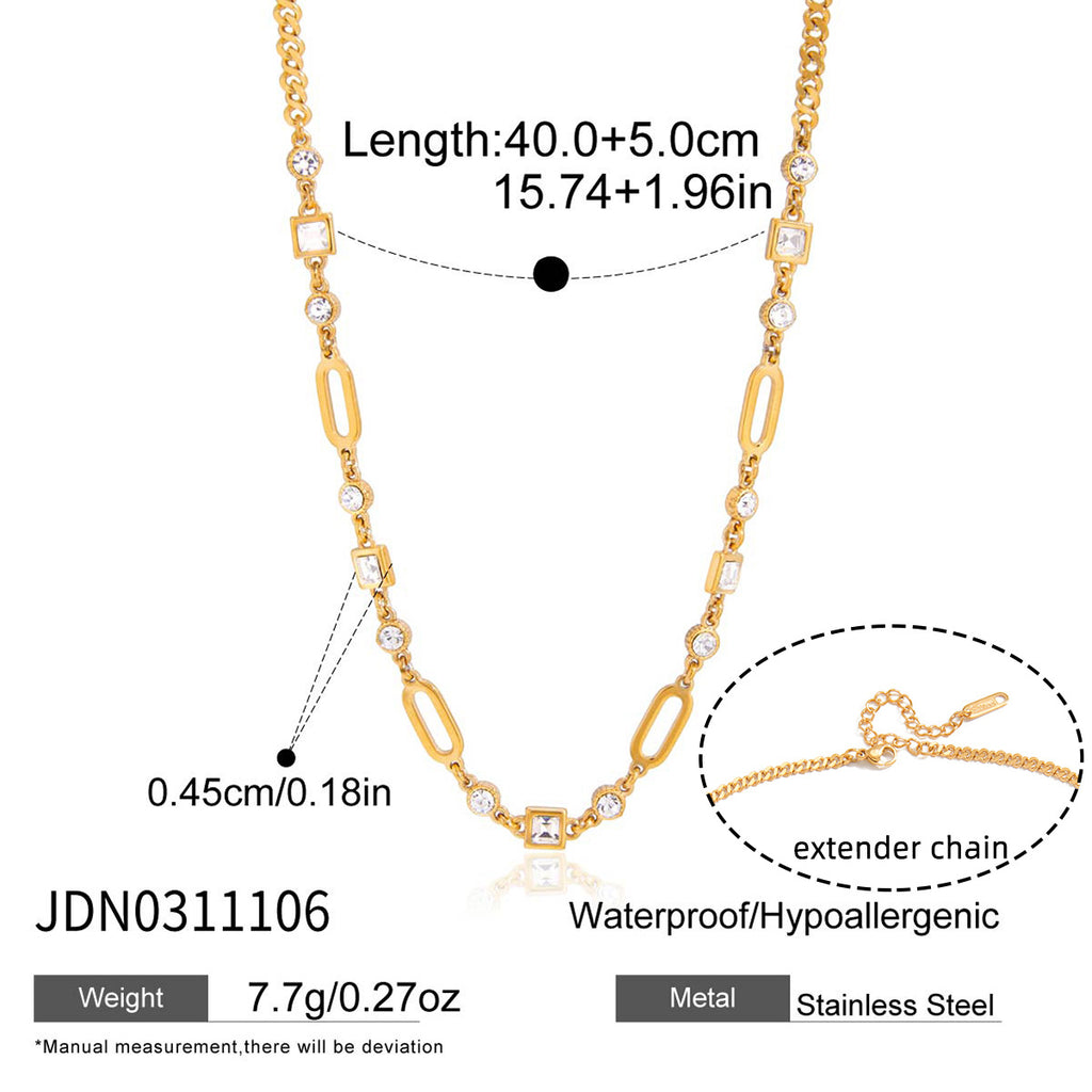 Damen elegante Halskette mit funkelnden Zirkonia-Elementen aus hypoallergenem Edelstahl Shop Nory