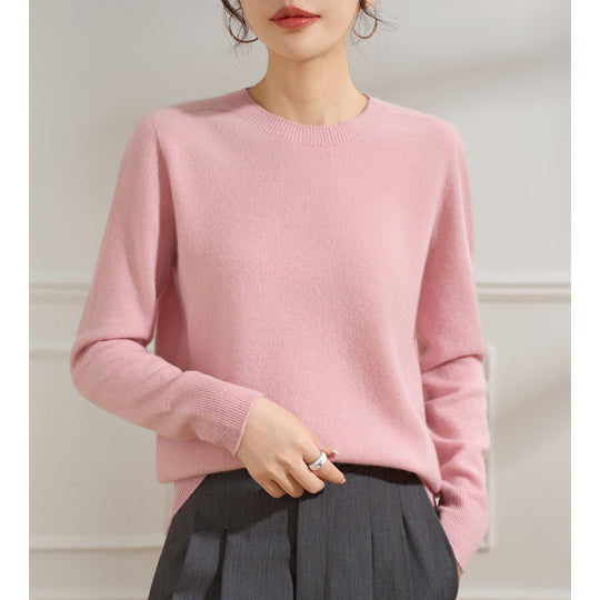 Damen Feiner Rundhals-Pullover aus Kaschmir-Mix mit gerippten Bündchen Shop Nory