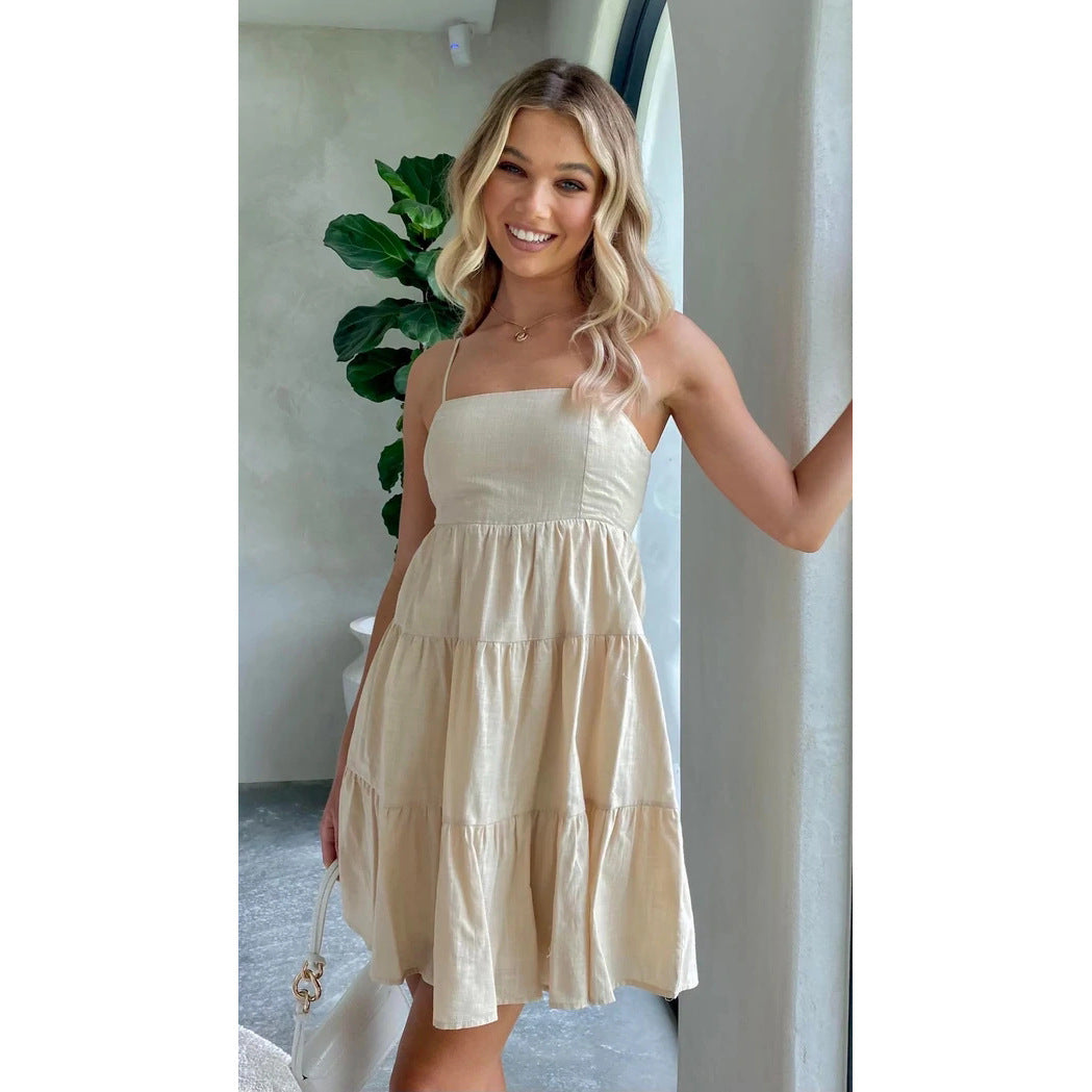 Damen Sommerliches Leinenkleid