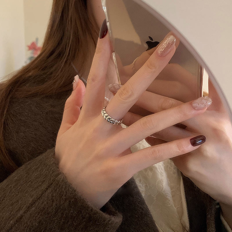 Damen Offener Designring mit elegantem Blattmotiv Shop Nory