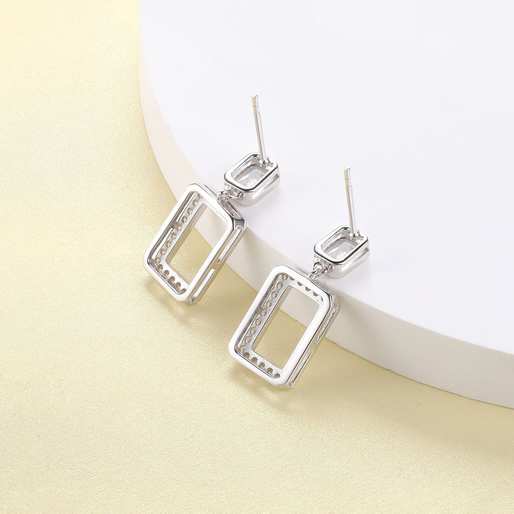 Damen-Ohrhänger mit rechteckigem Swarovski-Kristallbesatz und filigranem Design Shop Nory