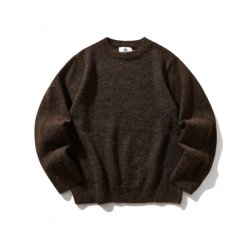 Unisex Oversize-Feinstrickpullover mit Rundhalsausschnitt, gerippten Bündchen und melierter Wollmischung Shop Nory