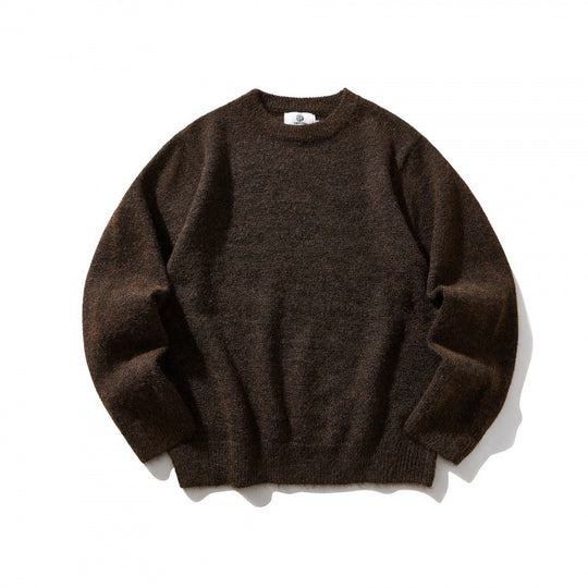 Unisex Oversize-Feinstrickpullover mit Rundhalsausschnitt, gerippten Bündchen und melierter Wollmischung Shop Nory