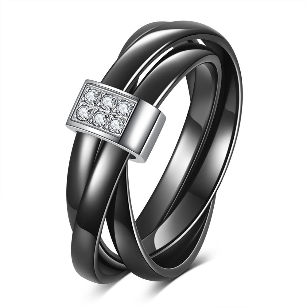Damen Ring mit elegantem geschwungenem Design und funkelndem Kristallbesatz Shop Nory