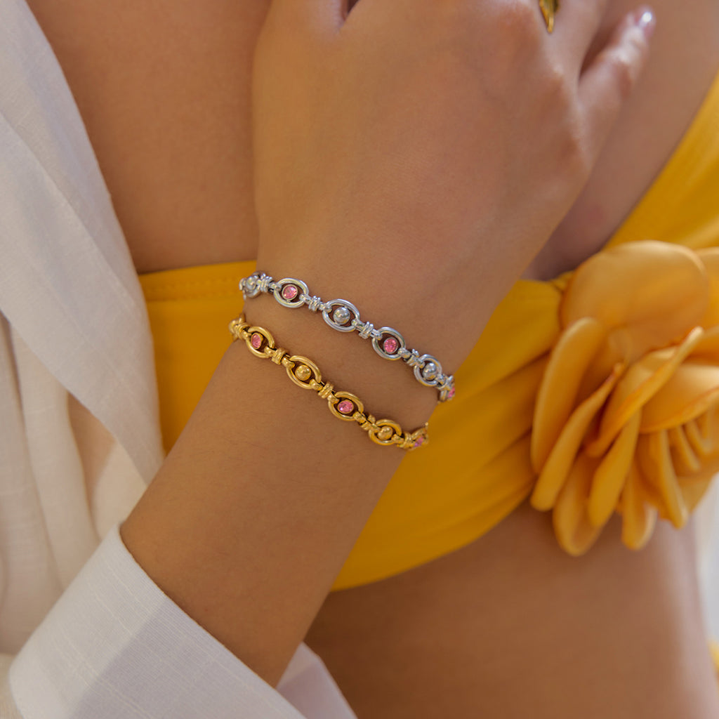 Damen Edelstahl Armband mit bunten Zirkonia-Steinen Shop Nory