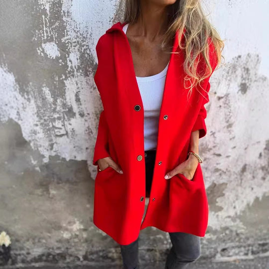 Damen Kapuzen‑Mantel mit Druckknöpfen und Oversize‑Silhouette Shop Nory