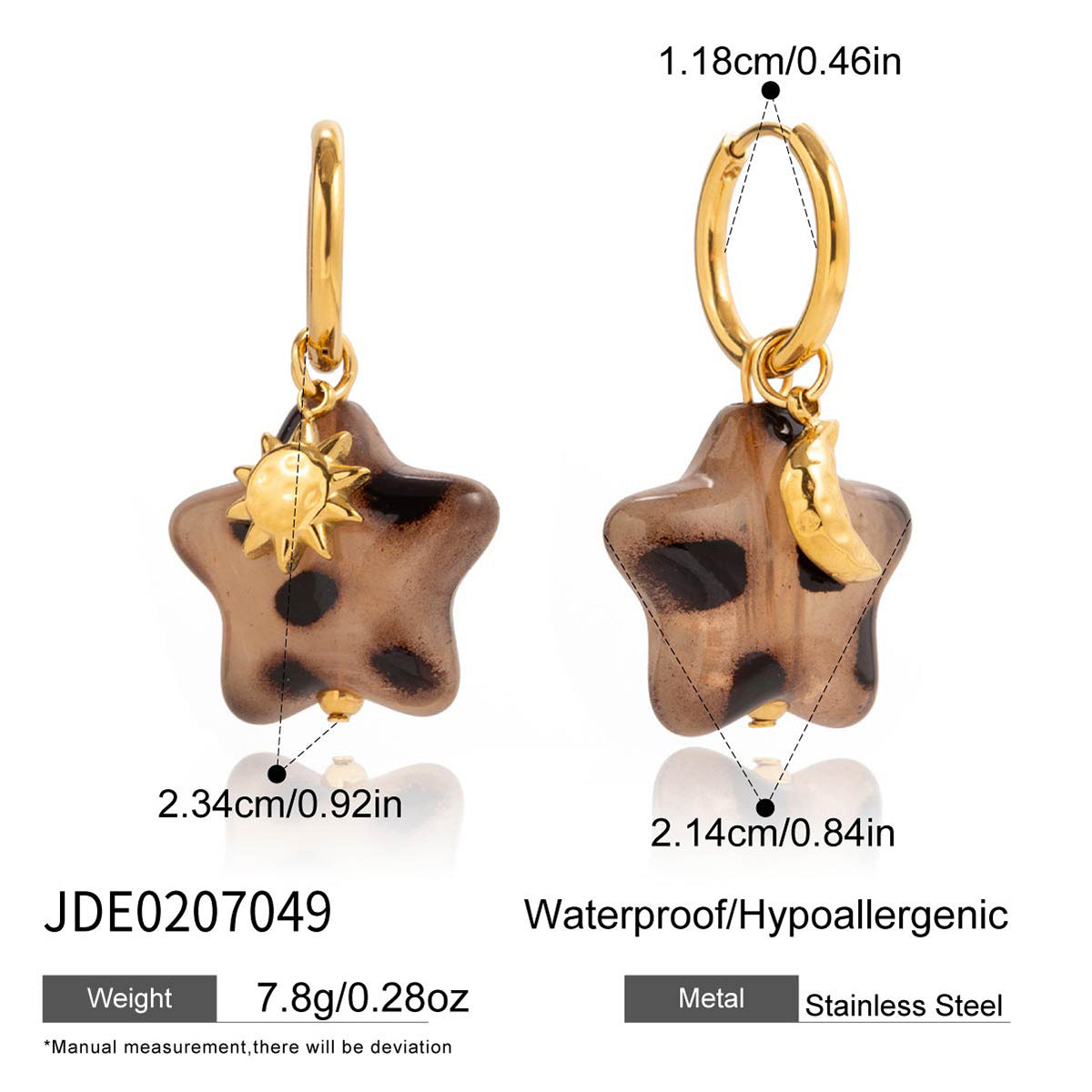 Damen Ohrhänger im verspielten Sternen-Design mit kleinem Sonnenanhänger Shop Nory
