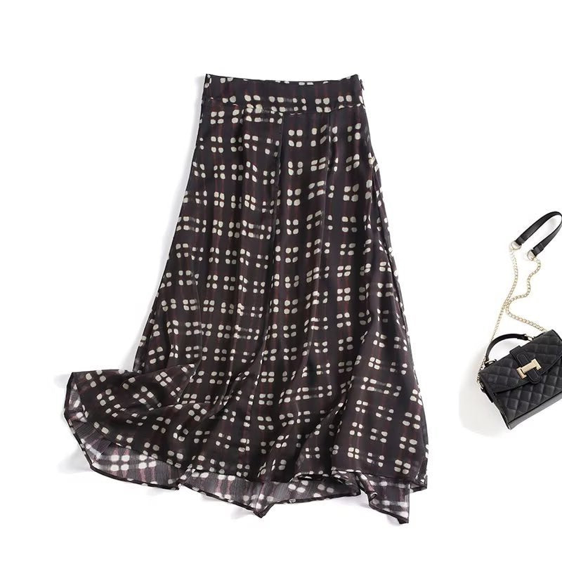 Damen Fließender Maxirock aus Chiffon mit geometrischem Allover‑Print und hoher Taille Shop Nory