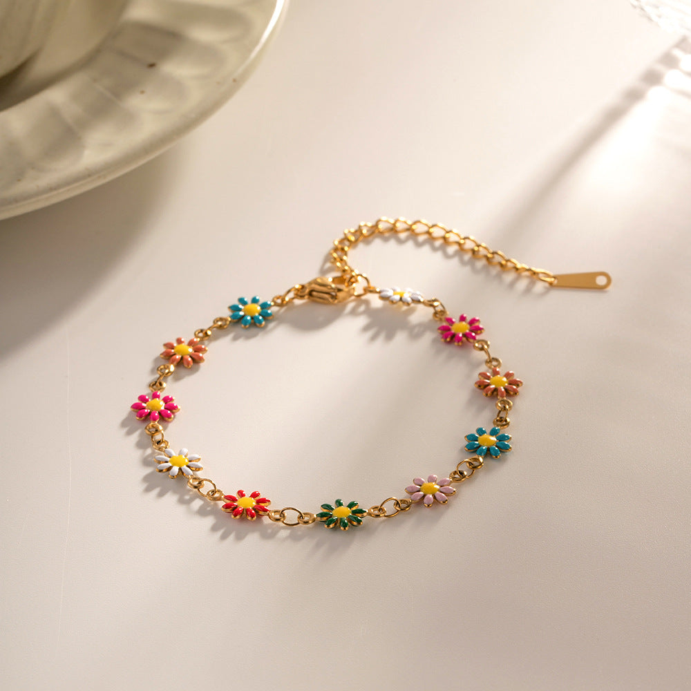 Damen Fusskettchen mit filigranen Gänseblümchen und verstellbarem Verschluss Shop Nory