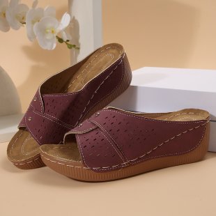 Damen Komfortable Wedgesandalen mit Lochmuster Shopnory
