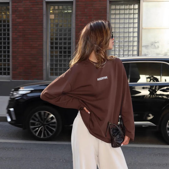 Damen oversized Baumwoll-Sweatshirt mit Statement-Print Shop Nory