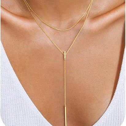 Damen mehrlagige Halskette mit minimalistischen Anhängern Shop Nory