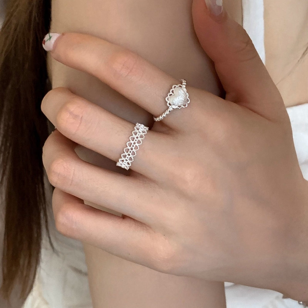 Damen Offener Ring mit floralen Motiven aus hochwertigem Edelstahl Shop Nory