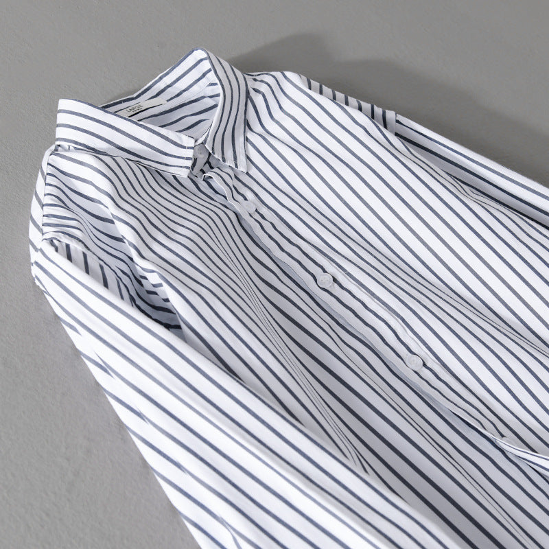 Herren Gestreiftes Oversize-Hemd aus leichter Baumwollmischung mit Kentkragen Shop Nory