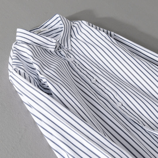 Herren Gestreiftes Oversize-Hemd aus leichter Baumwollmischung mit Kentkragen Shop Nory
